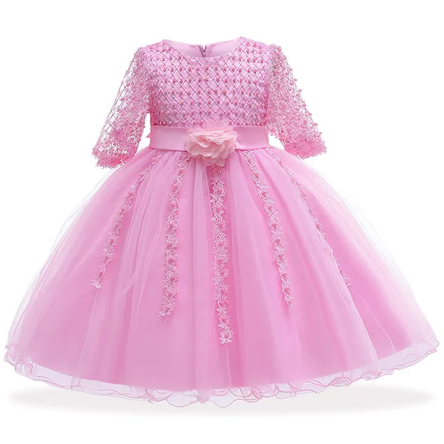 Г. Костюм принцессы Детские платья для девочек, одежда праздничное платье с цветочным рисунком для девочек Элегантное свадебное платье для девочек, одежда для детей от 3 до 10 лет - Цвет: Pink