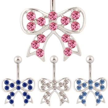 

Belly button rings cravat fashion navel rings bow body jewelry tie Wholesale body piercing 14G Surgical Steel bar