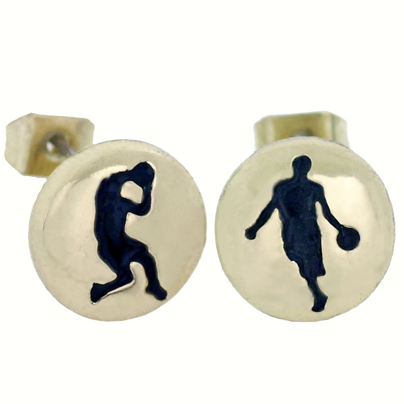 Buy Basketball Player Stud Earrings Gold Color Round Enamel Earrings For Women
