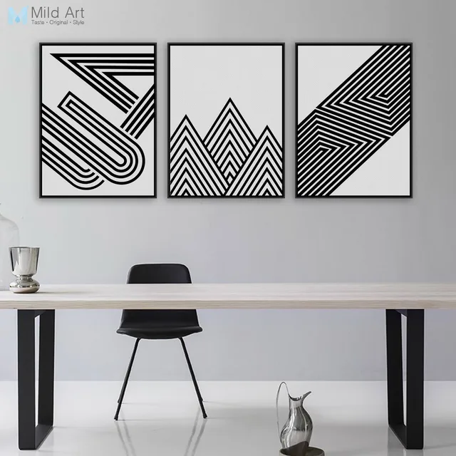 Black White Modern Minimalist Geometric Shape A4 Art Prints Poster Black White Modern Minimalist Geometric Shape A4 Art Prints Poster Abstract Wall Picture Canvas Painting Living