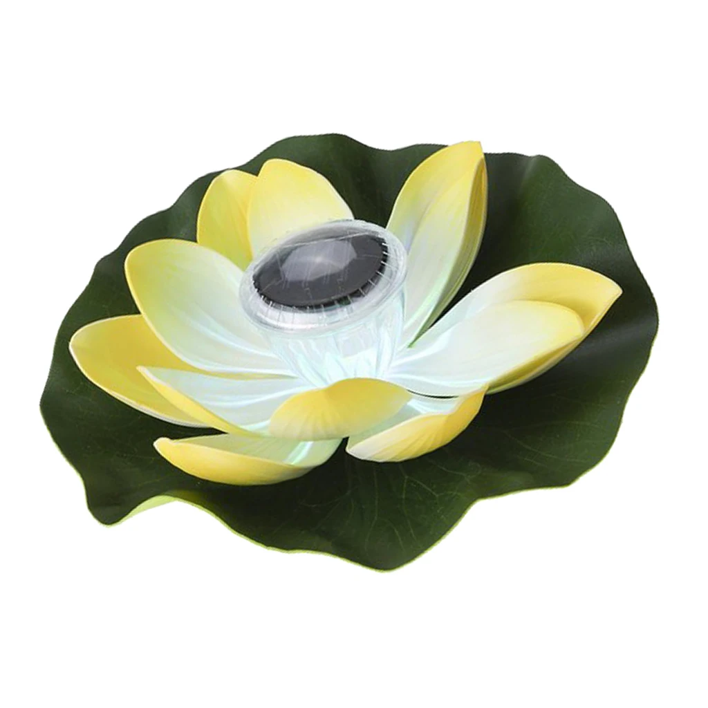 5 Types Solar Power LED 7 Colors Light Pond Garden Floating Lotus Lamp Petals Options Pink/ Purple/ Yellow/ White/ Green