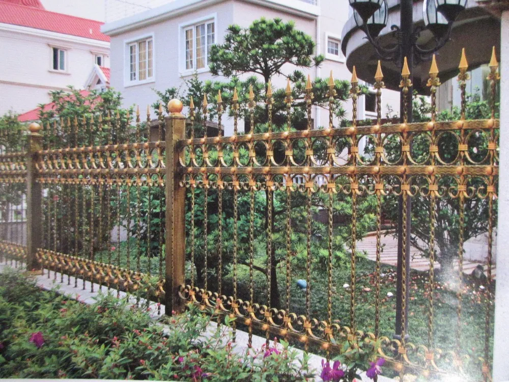 

Hench 100% handmade forged custom designs ornate wrought iron fence in black with unique posts