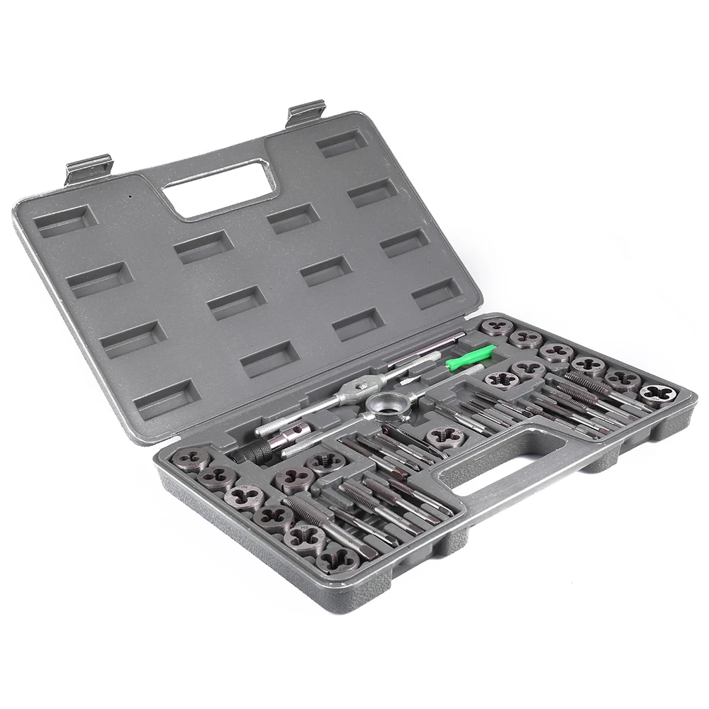 

40pcs Adjustable Metric Tap Die Holder Thread Gauge Wrench Tool Set T-handle Tap Holder with Plastic Case For Threading Repair