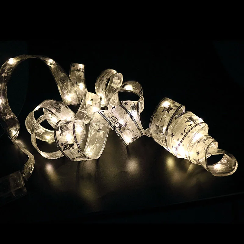 Night Light 4M 40Heads Ribbon Led String Lace Christmas Tree Party Festival Decor Bow Box Fairy Xmas Night Light 4M 40Heads Ribbon Led String Lace Christmas Tree Party Festival Decor Bow Box Fairy Xmas