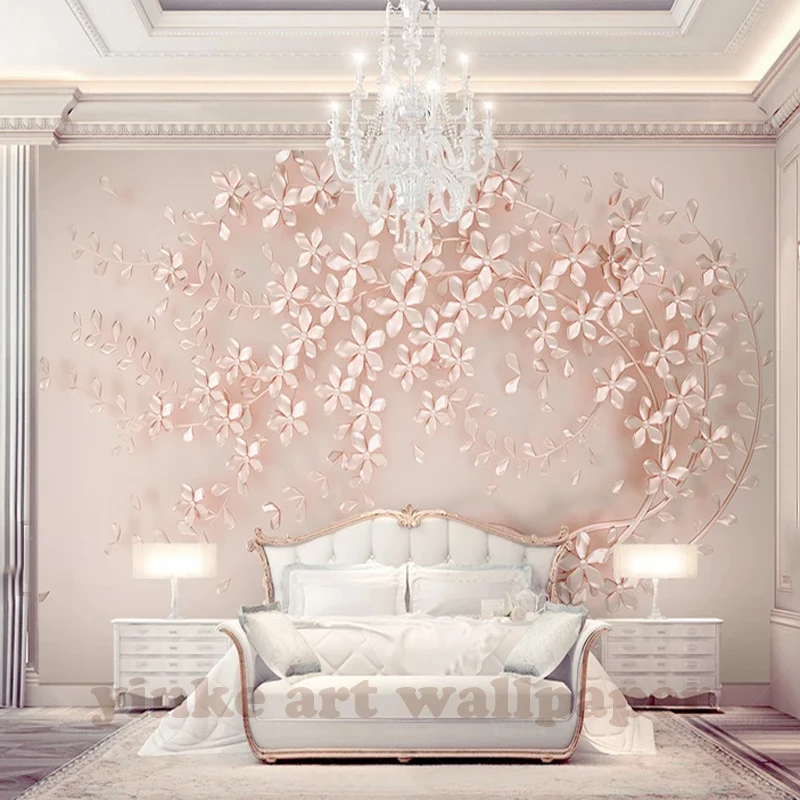 Индивидуальная Большая фреска Роскошная элегантность 3d стереоскопический цветок розовое золото 3D обои для гостиной ТВ фон 3d обои