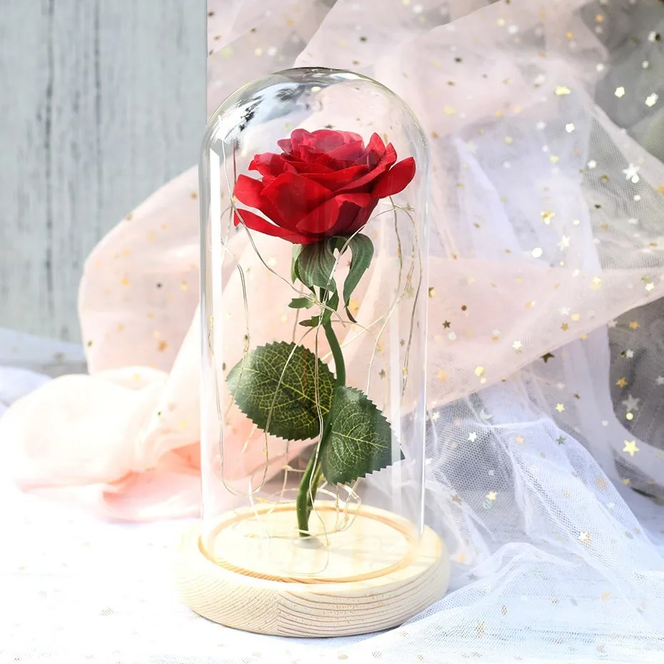 Beauty-And-Beast-LED-Rose-Flower-Light-Black-Base-Glass-Dome-Best-For-Mother-s-Day (2)