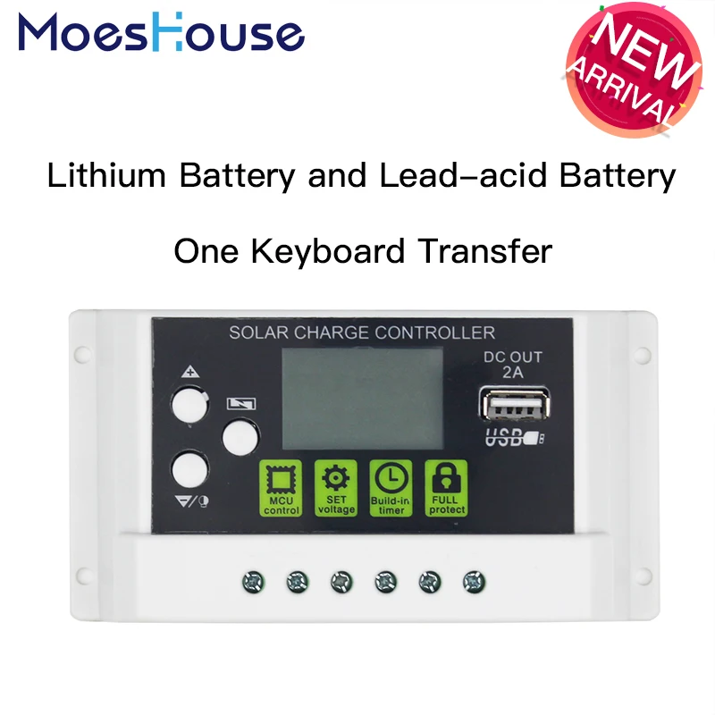 

30A PWM Intelligent Solar Charger Controller Regulator LCD Display 2A USB output for Lithium and Lead-acid battery 12V 24V