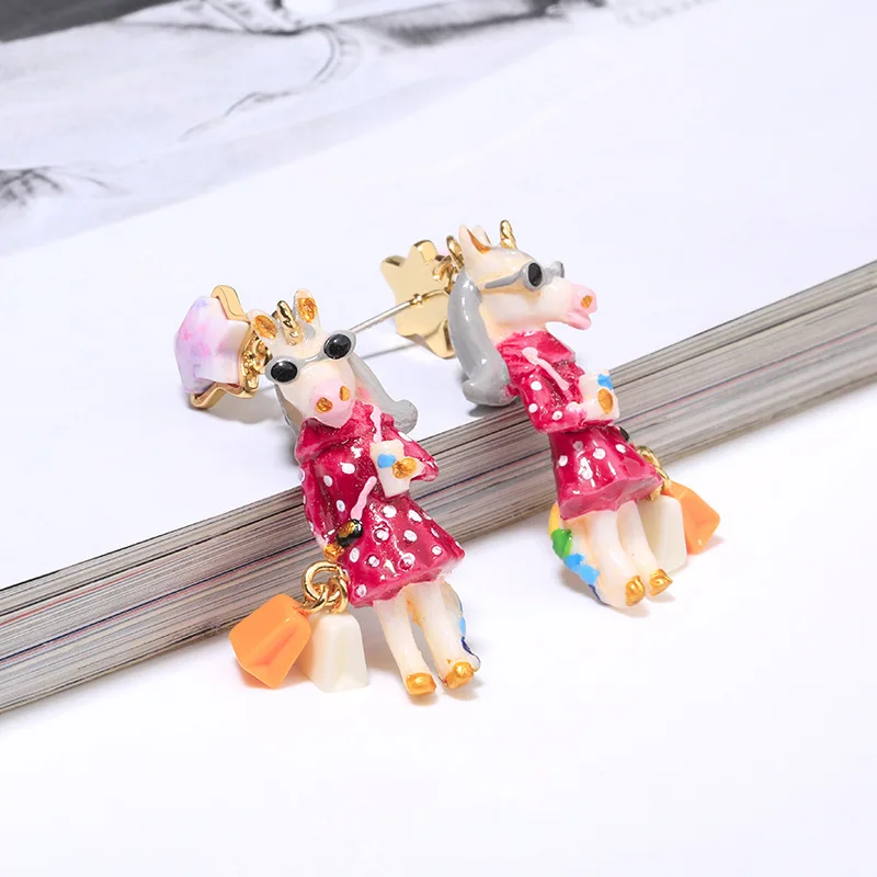 unicorn series enamel glaze earring 3
