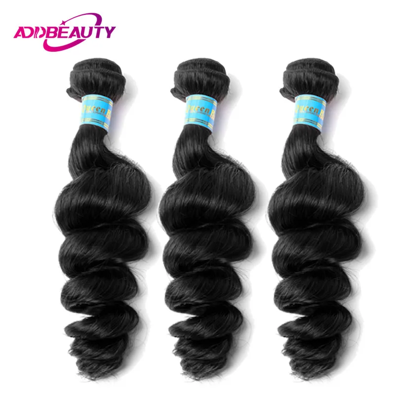 

Addbeauty Peruvian Virgin Loose Wave 3 Piece A Lot Human Baby Hair Bundles Extension For Black Women Natural Color Unprocessed