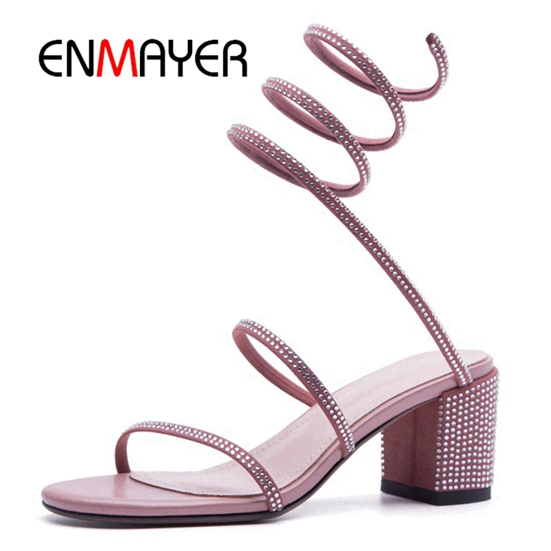 

ENMAYER Woman Fashion Gladiator Sandals Female Beach Flip Flops Bandage Ankle Strap Summer Shoes For Women Sandalias Mujer CR209