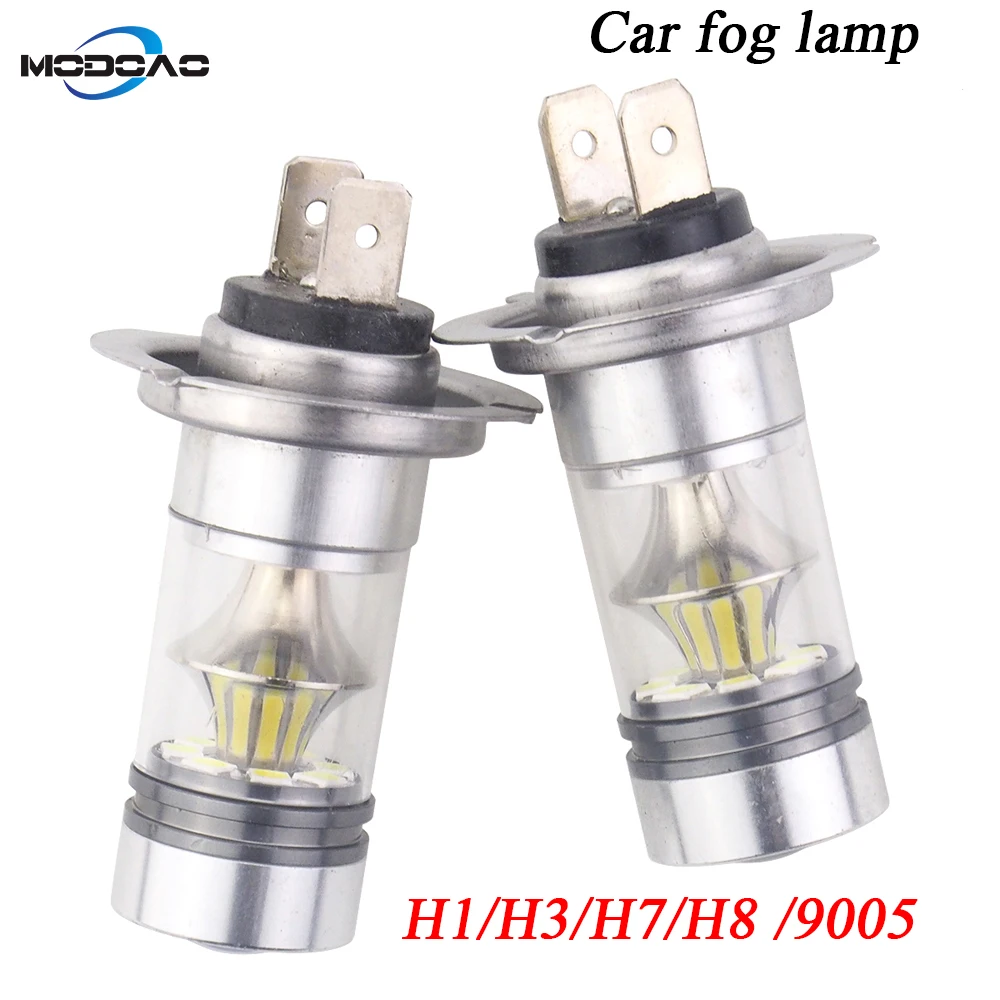 

2 Pcs 100W Super bright Car light led car fog lamp daytime running light H1 H3 H7 H8 9005 anti-fog light