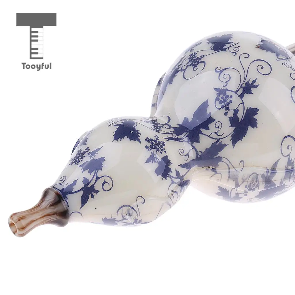 Tooyful Chinese Cucurbit Flute Hulusi Gourd Flauta Hulusi C/Bb Key Porcelain Calabash Flute Folk Musical Instrument with Case
