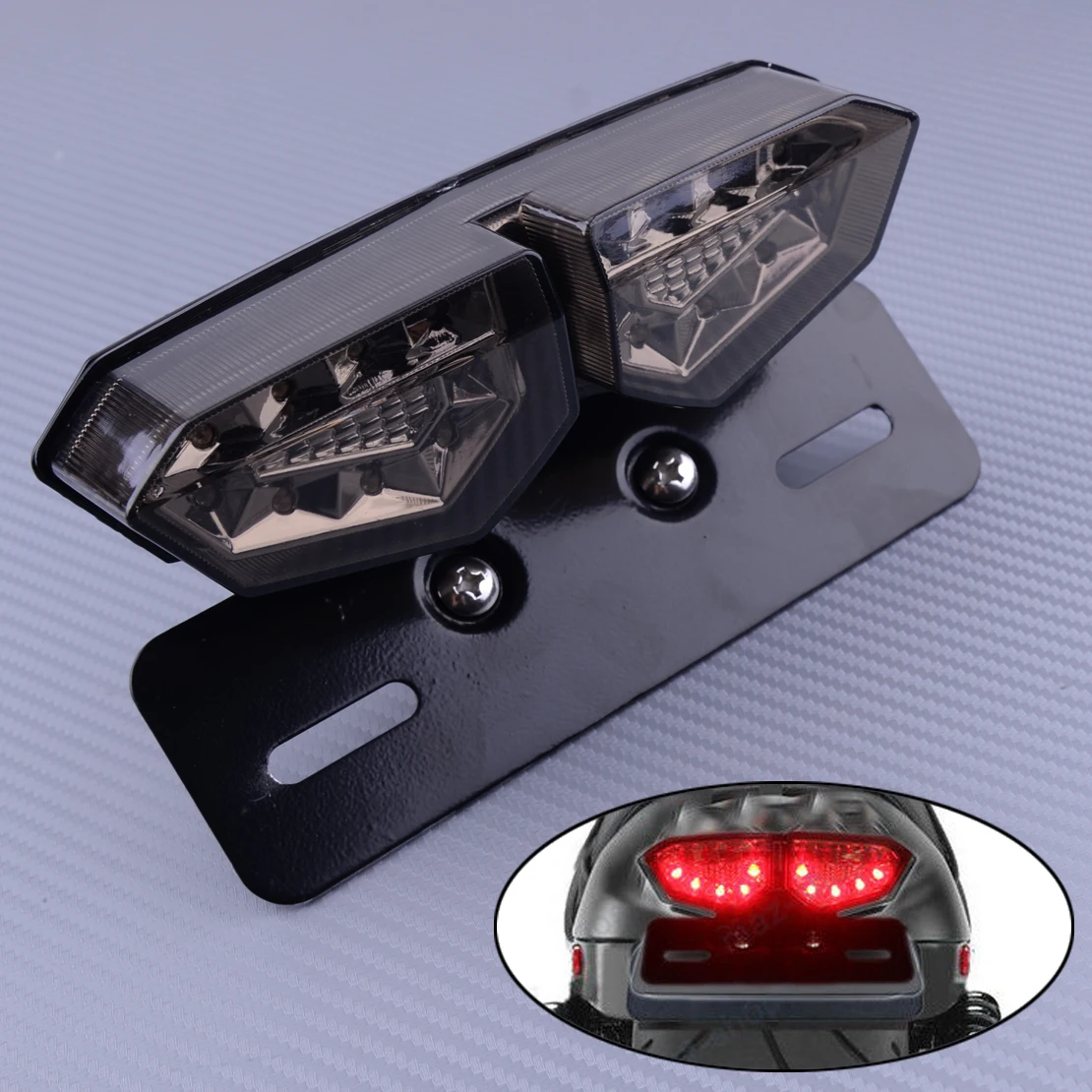 

DWCX Universal Motorcycle LED Brake Stop Lights Smoke Lens License Plate Rear Tail Signal Light Lamp