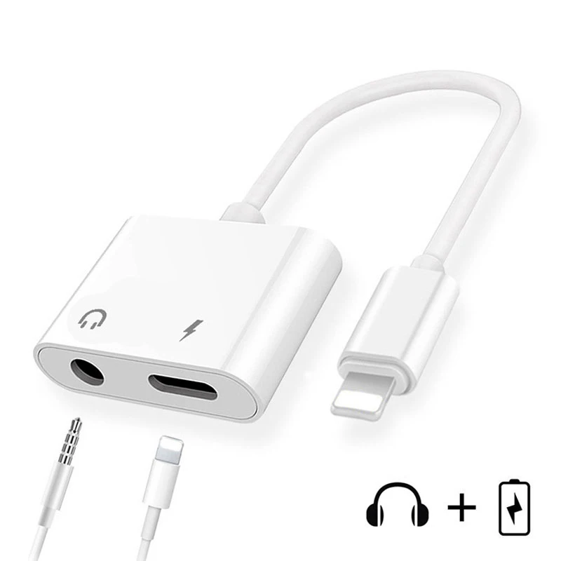 2 in 1 Adapter for lightning to 3.5mm Aux Plug Jack for iPhone 7 8 X plus headphone splitter
