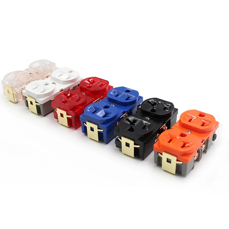

2pc HIFI Audio US Dual Mains 20A AC Power Connector Power Receptacle Socket Red copper Outlet Panel Wall Plate Power Socket