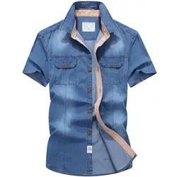 Фирменная Новинка летняя рубашка мужские рубашки в стиле кэжуал Рубашка с короткими рукавами Для мужчин рубашка натуральный хлопок