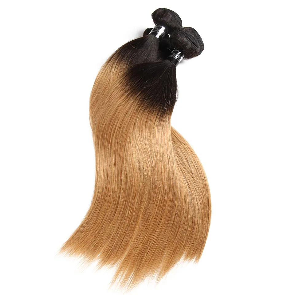 Sleek Ombre бразильский волосы прямые 1B/27 натуральные волосы Ткань Связки сделки два тона Волосы remy цельнокроеное платье уток 10 до 30 дюймов