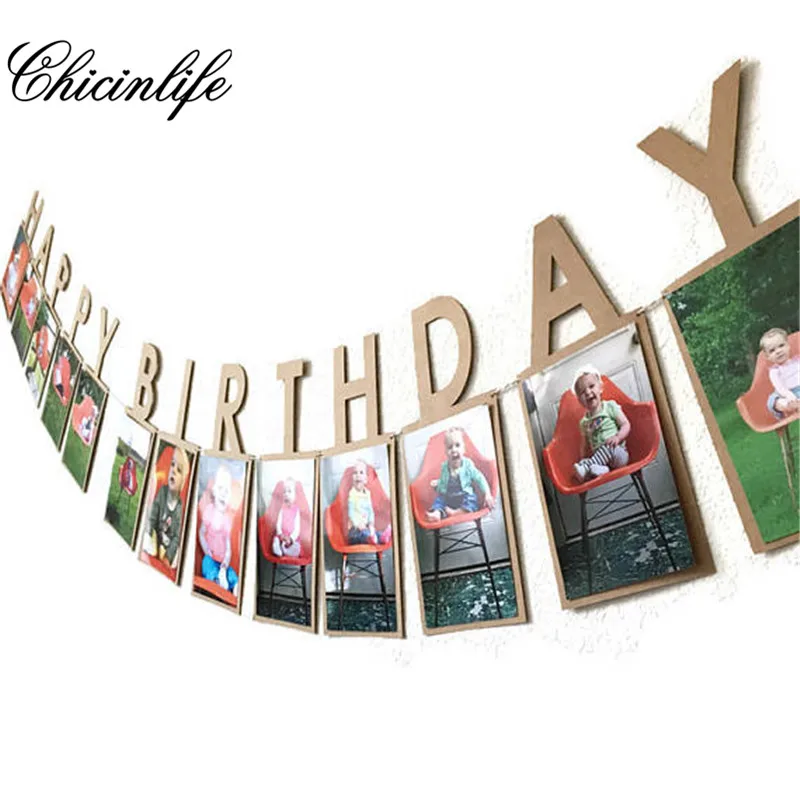 

Chicinlife 1set happy birthday photo First Birthday banner Baby shower Banner Party Photo Booth Props decoration supplies