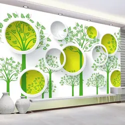 Пользовательские фото обои 3D зеленое дерево белые круги настенная абстрактное искусство обои Современная Гостиная Диван ТВ фон Декор