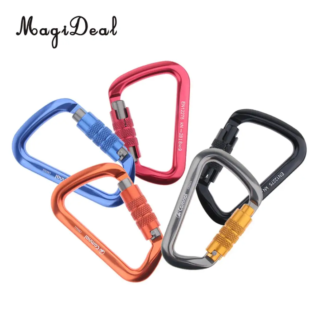 5pcs 28KN Aluminum Climbing D Type Carabiners Snap Auto Locking Karabiner