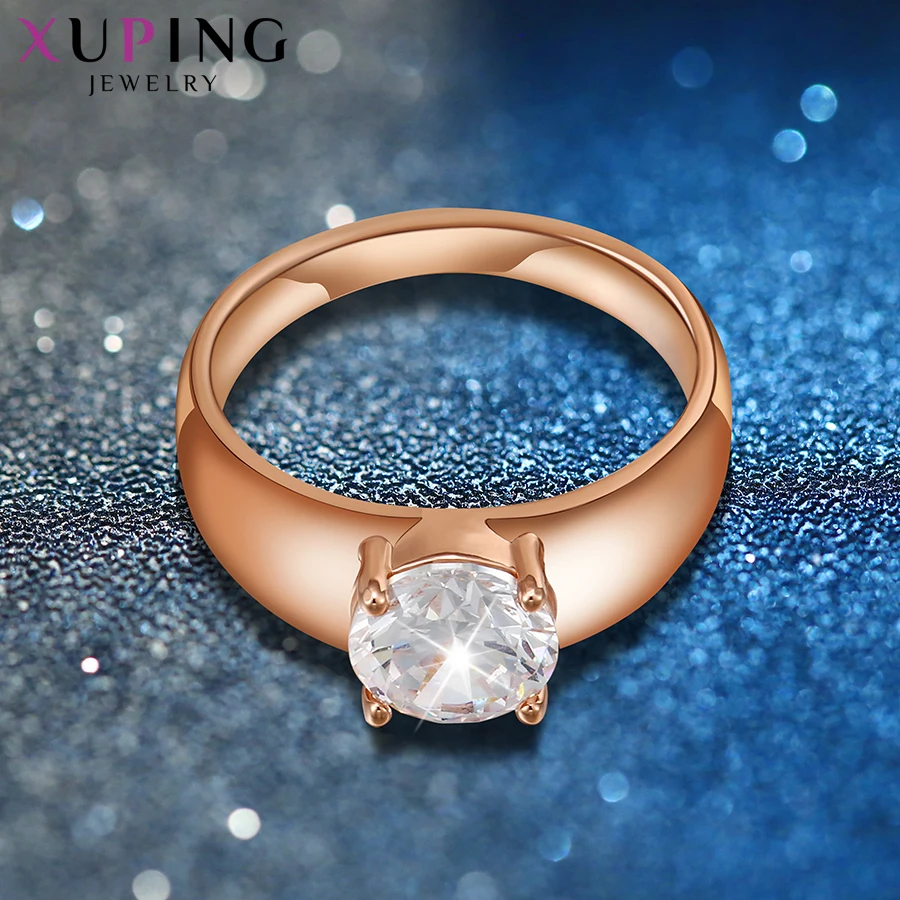 Fashion Rings Xuping Fashion Jewelry Simple Charm Round Shaped Stone Gold Plated Rings