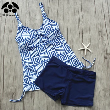 

QIANG YI 2018 Summer Vest Top Push Up Bikini Set Sexy Swimwear Women Swimsuit Female Bathing Suit Boxer Bottom Beach Swimming
