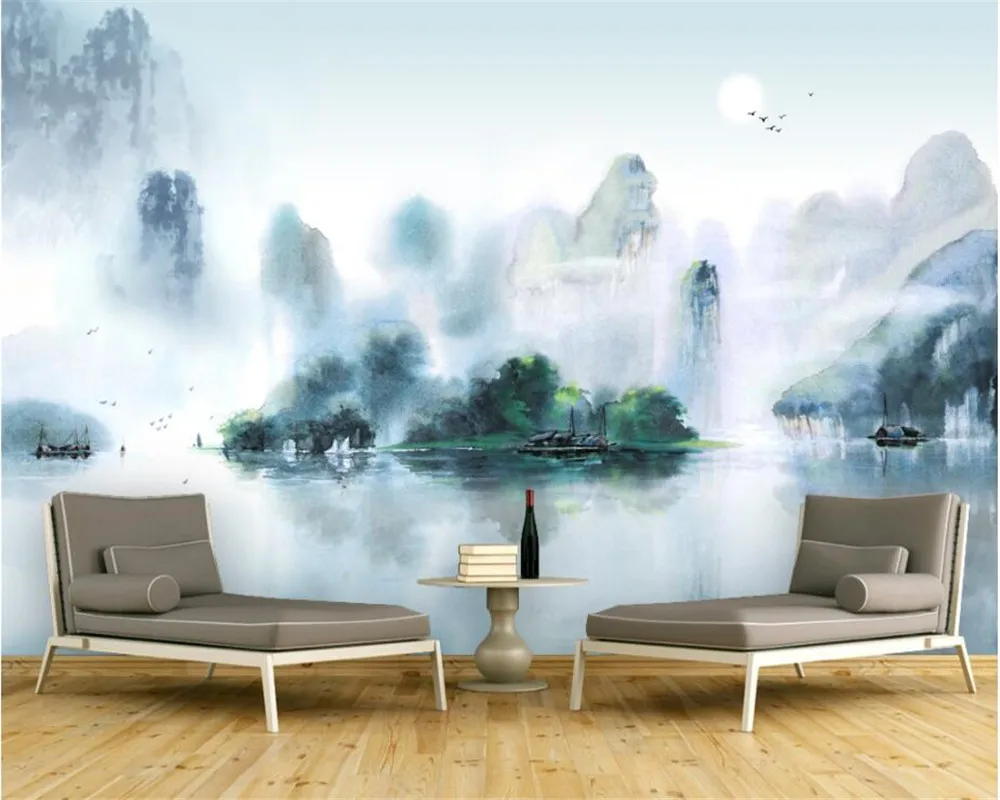 

beibehang Custom wallpaper 3D stereo ink Jiangnan landscape painting modern abstract art wall murals living room 3d wallpaper