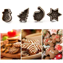 4 шт./компл. 3D снеговик дерево Санта Клаус печенье плесень Плунжер нож для бисквита Рождественская выпечка сладостей украшения плесень