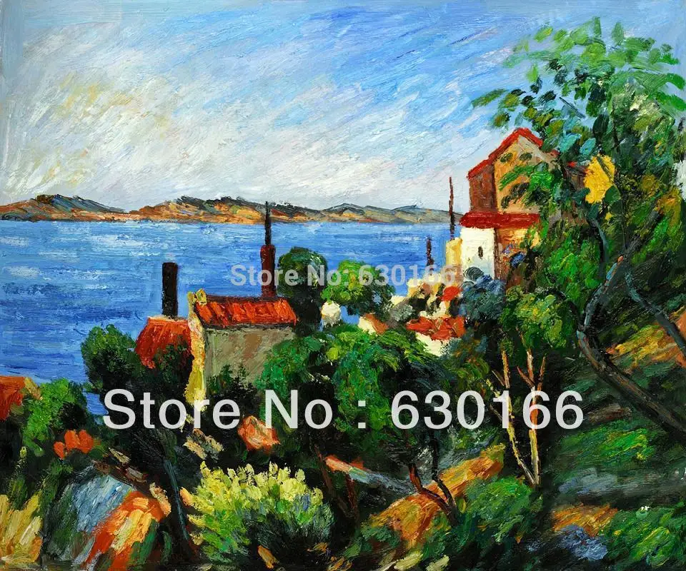 

Handpainted Paul Cezanne Oil Paintings Reproductions on Canvas - LaMer Al'Estaque Modern Wall Decor