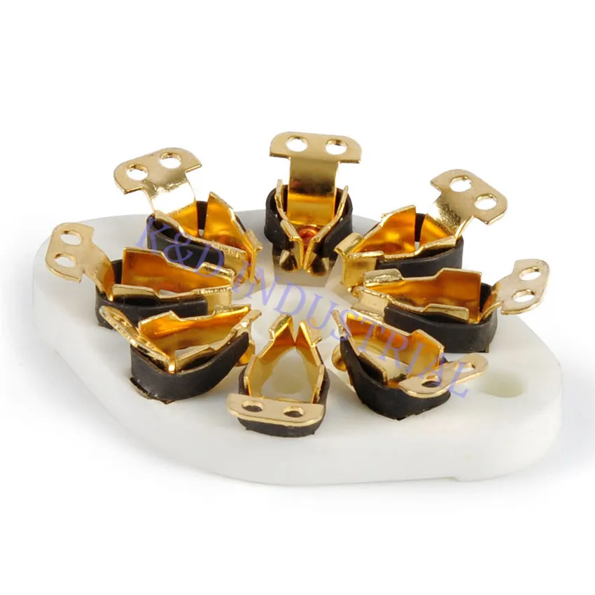 5pcs Gold Plate 8Pin Octal Ceramic Chassis Mount Vacuum Tube Socket EL34 6550 KT88 KT66 6SN7 5U4G 6CA7