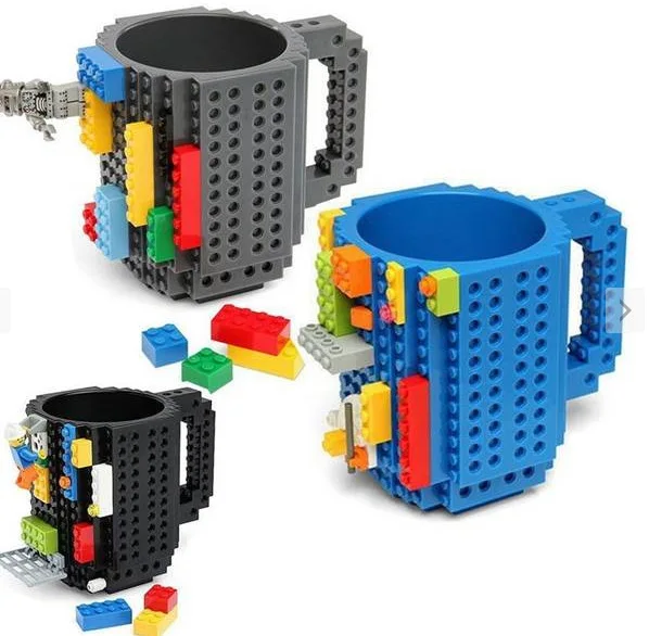 

1Pc 12oz Build-On Brick Mug Type Building Blocks Coffee Cup DIY Block Puzzle Mug Portable Drinkware Drinking Mug 4 Colors