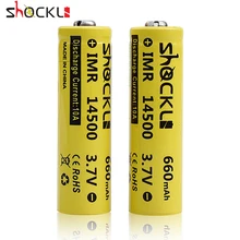 Shockli 14500 AA батарея 3,7 V 660mAh реальная емкость литий-ионная аккумуляторная батарея+ батарейный блок для светодиодных фонарей налобных игрушек