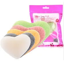 Konjac очистка муки puff спонж для лица чистка лица артефакт в форме сердца мяч Очистка лица puff макияж инструменты