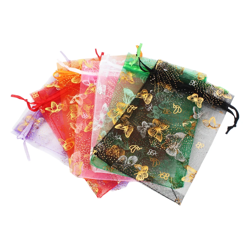 Butterfly Wholesale Bulk organza jewellery pouches 10 colours