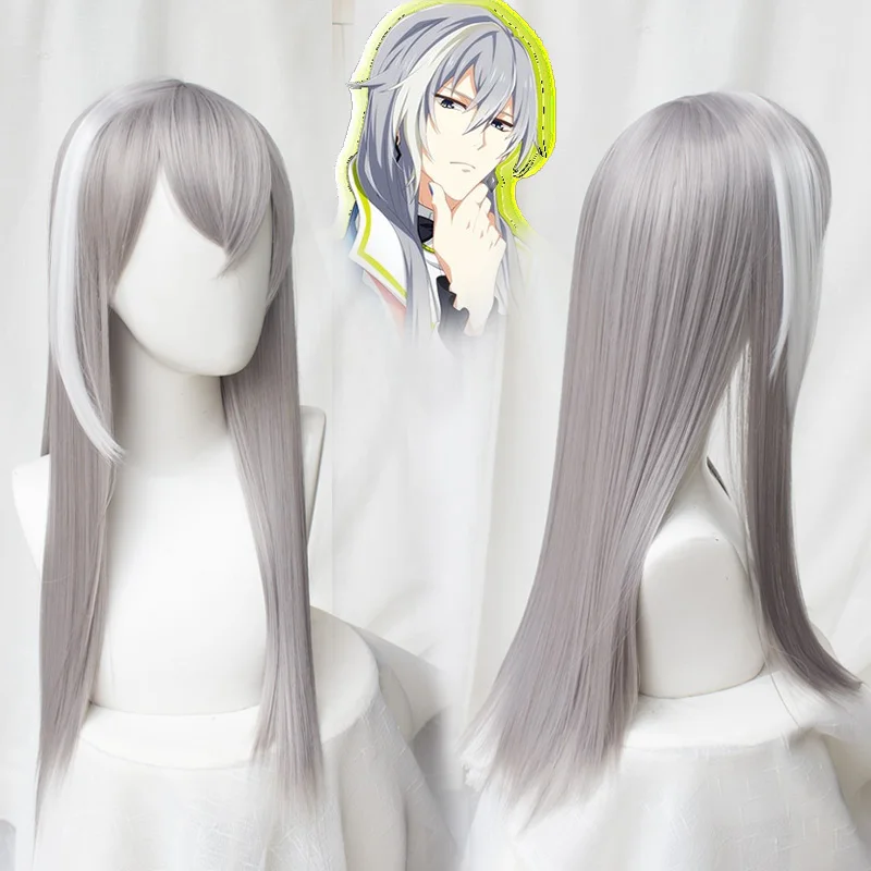 

Japanese Halloween Cosplay Wig IDOLiSH7 Re:vale YUKI Gray Mixed Color Wig Synthetic Hair for Adult