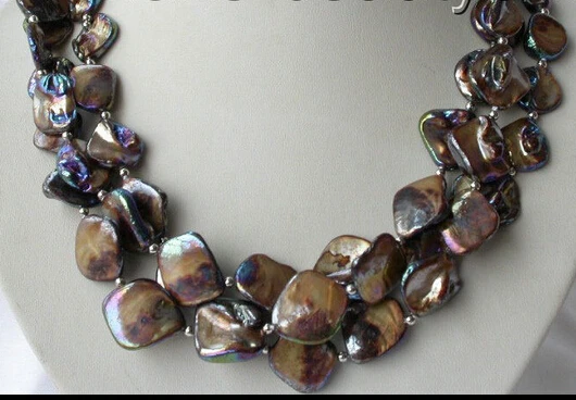 

classic 3strands 20mm baroque shell pearl necklace AAA style Fine Noble real Natural free shipping