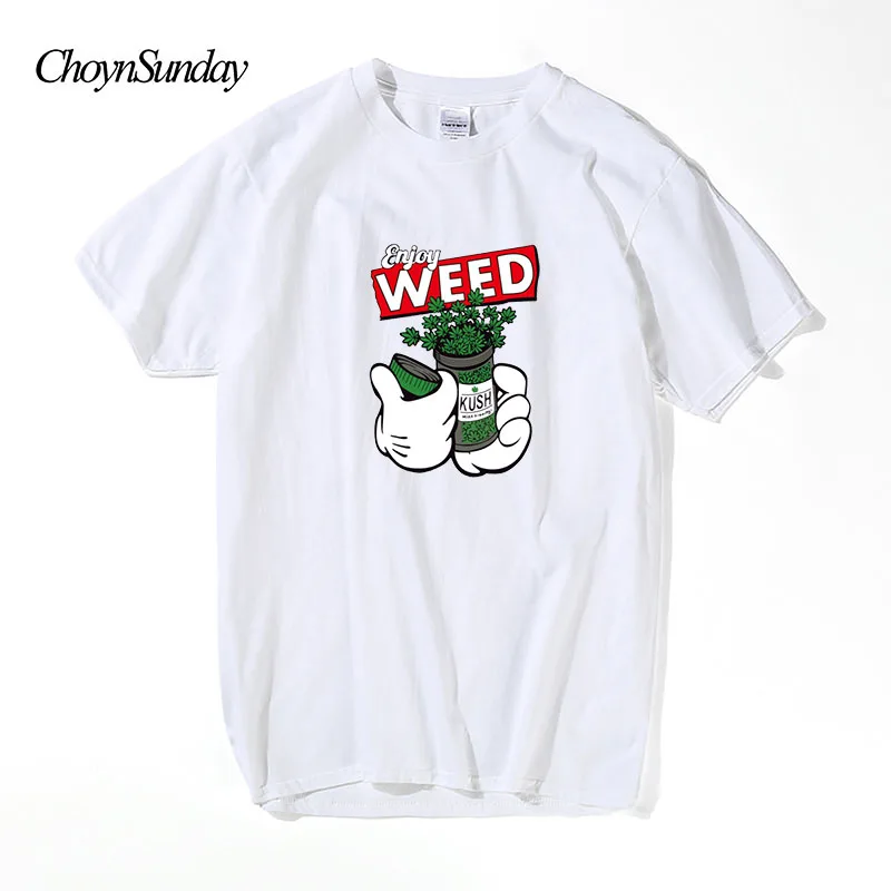 

ChoynSunday High Quality T-shirt Men Weed Fashion 2018 White Black T Shirt Streetwear Mens Tee Shirts Fitness Tshirt Oversize