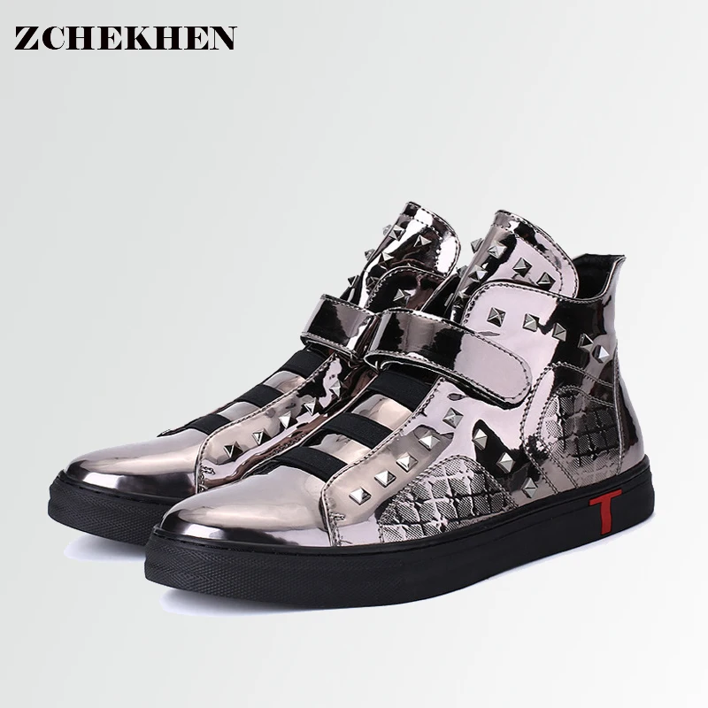 Танцевальные мужские белые туфли из мягкой кожи в стиле хип-хоп; модная мужская повседневная обувь с высоким берцем; дышащие ботинки с перекрестной шнуровкой в западном стиле; Цвет Черный