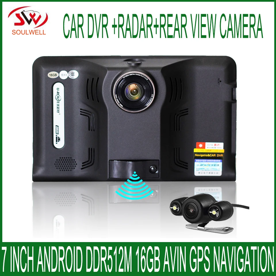 Новая 7 дюймовая gps навигация Android GPS DVR видеокамера 16 ГБ четырехъядерный процессор