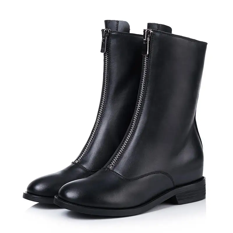 Plano Bajos Tamaño Cuero Botas blanco Genuino Mujeres Red Nuevas Cremallera Negro Las Morazora Martin Fondo 40 Tacones 33 2018 brown wine Botines De ZwqFzn6x