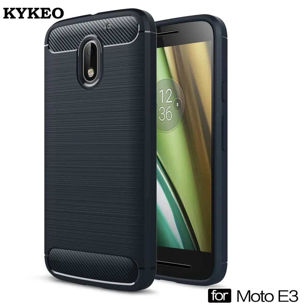 For Moto E3 Case Silicone Carbon Fiber Luxury Design Hybrid Protective
