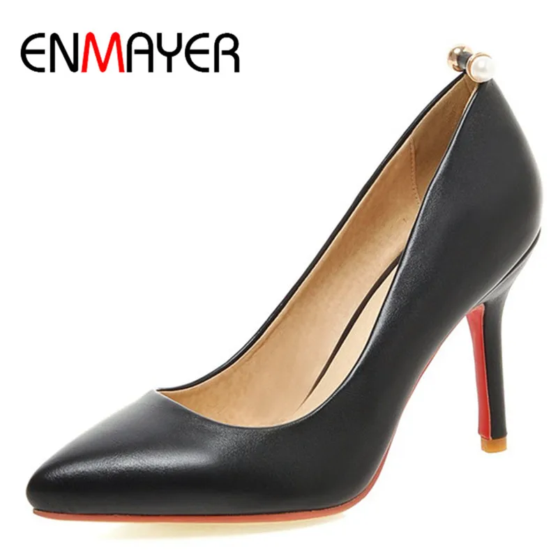 

ENMAYER Brand Shoes Women Pointed Toe Thin Heels Shoes Red Pumps Summer/Autumn Office&Career Shoes Pumps High Heel Women Shoes