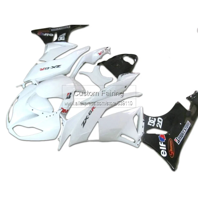 Все Комплект белой обшивки для Kawasaki ZX6R ZX-6R 09, 10, 11, 12, ниндзя 2009 2010 2011 2012 Обтекатели CD18