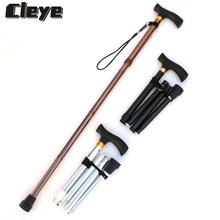Cleye New Arrival Old Man Trekking Cane Thick Aluminum Folding Cane Four Section Elderly Trekking Pole Scandinavian A Stick Trek
