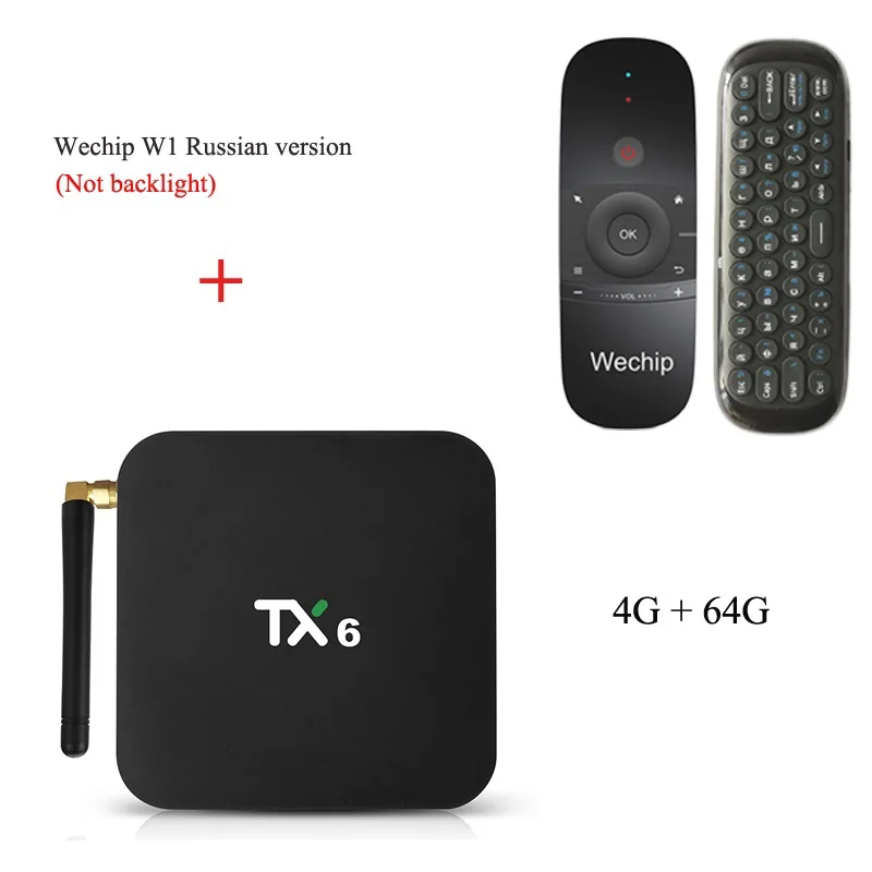 Wechip TX6 Allwinner H6 Android 9,0 ТВ приставка 4G 64G четырехъядерный двойной wifi Bluetooth 4,1 4K H.265 HDR 3D Youtube Отт медиаплеер - Цвет: 4G64G add Russian W1