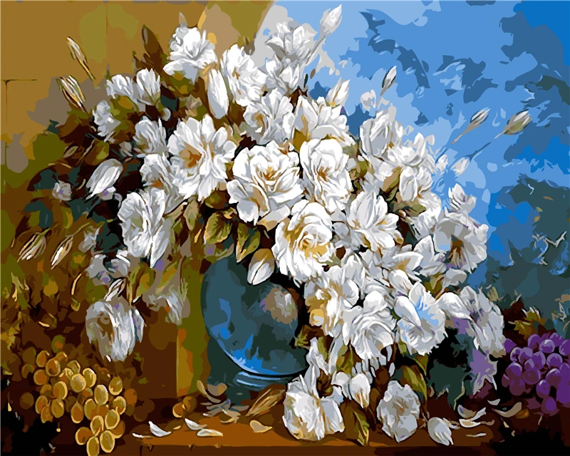 Biały Mały Kwiat Winogron Obraz Olejny Obraz Numery Rysunek