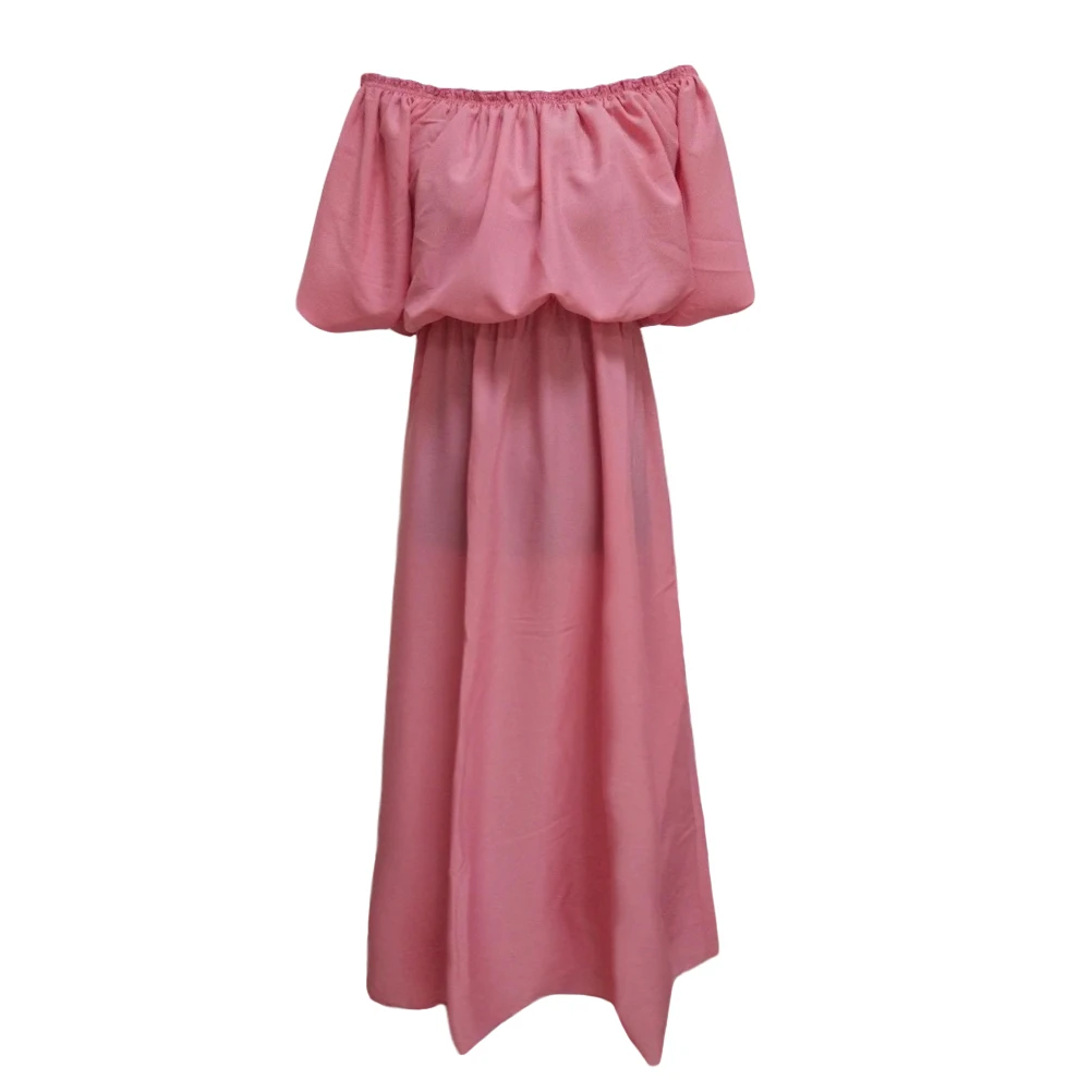 Летнее шифоновое макси платье Женская одежда с открытыми плечами длинное платье женское розовое vestidos mujer