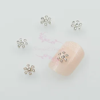 

20pcs/lot 6MM Silver Plated Clear Rhinestones Decor Snowflake Shape Xmas Series 3D Nail Art Jewelry Crafts Phone Case DIY Design