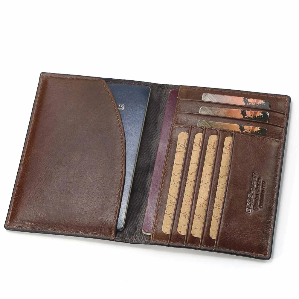 

Genuine Leather Men Wallet Passport Cover ID Business Card Holder Travel Credit Case Rfid Driving License Bag Small Walet