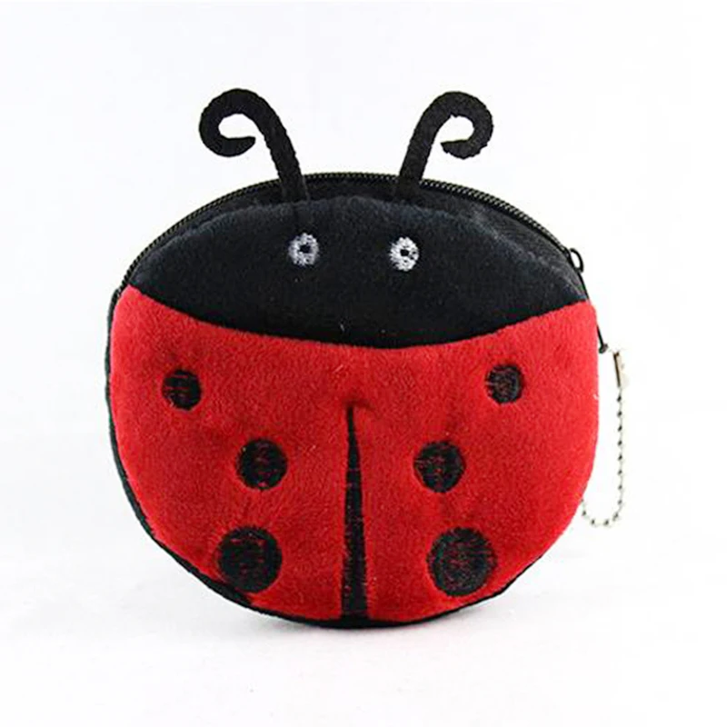 

XIAOJINGLING Cute Ladybug Zipper Coin Bag Shaped Keychain Small Handbag Decoration Key Holder Pendant Women Girls Keyfob Jewelry